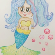 Mermaid, cartoon, illustration, pencil, sketchbook, sketch, cute, kawaii, chibi, anime, japan, nautical, kitsch, kids,